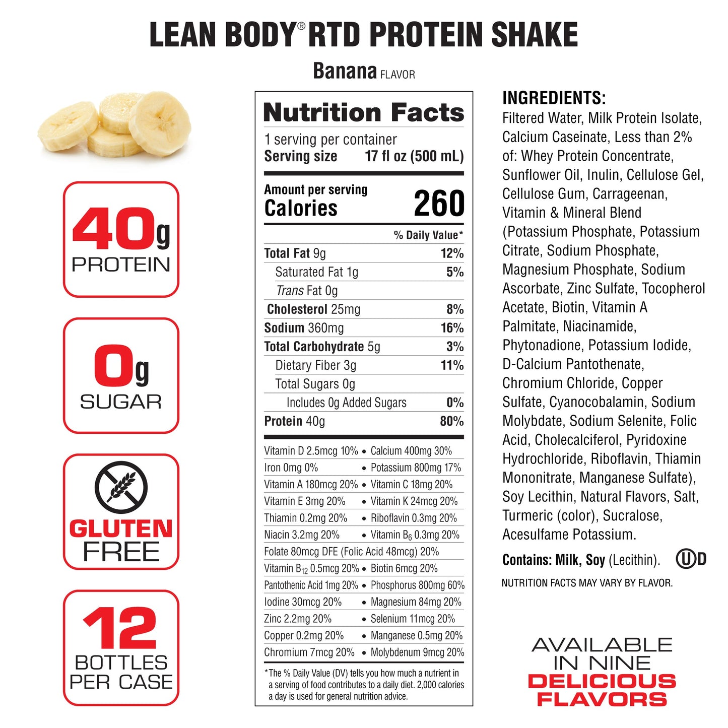 Lean Body Ready Bebida De Proteína 12 Pack 17 Oz