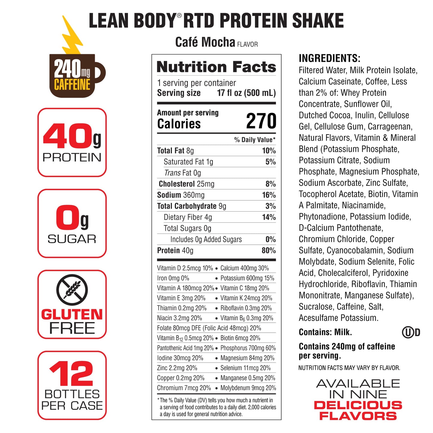 Lean Body Ready Bebida De Proteína 12 Pack 17 Oz