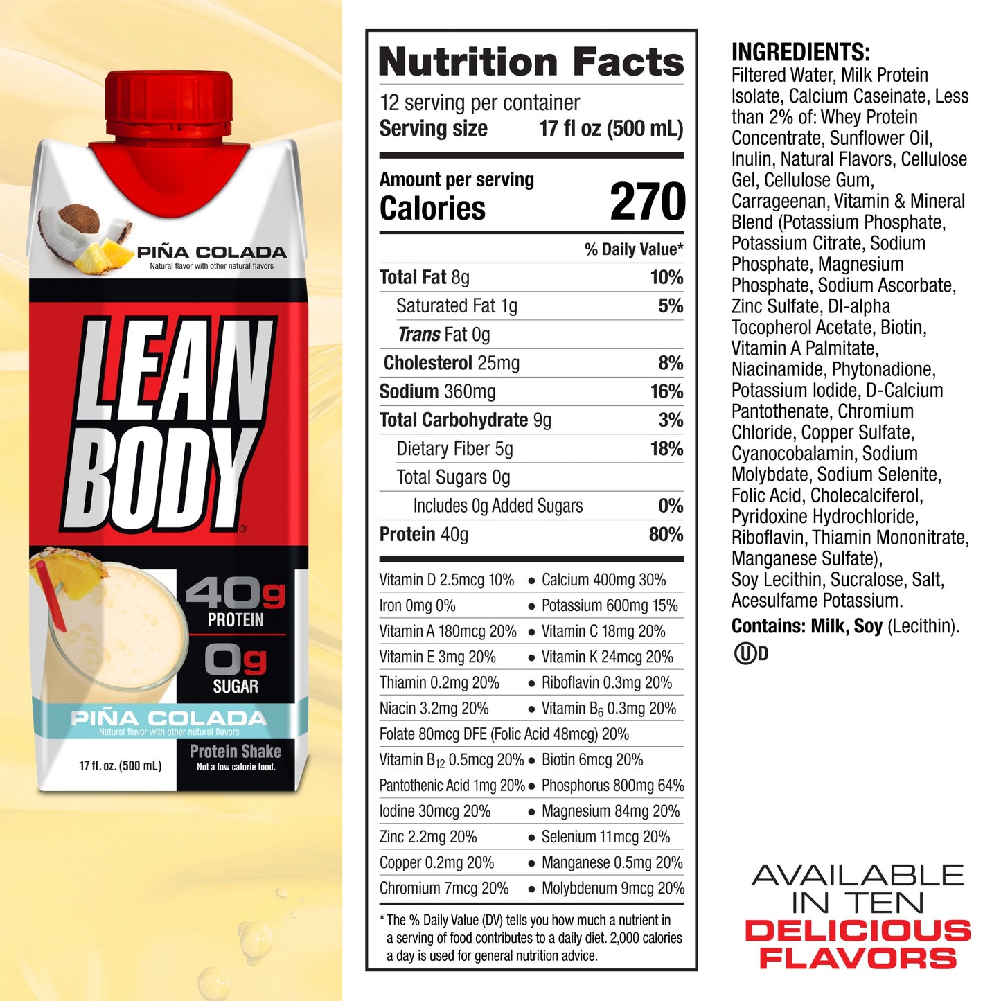 Lean Body Ready Bebida De Proteína 12 Pack 17 Oz