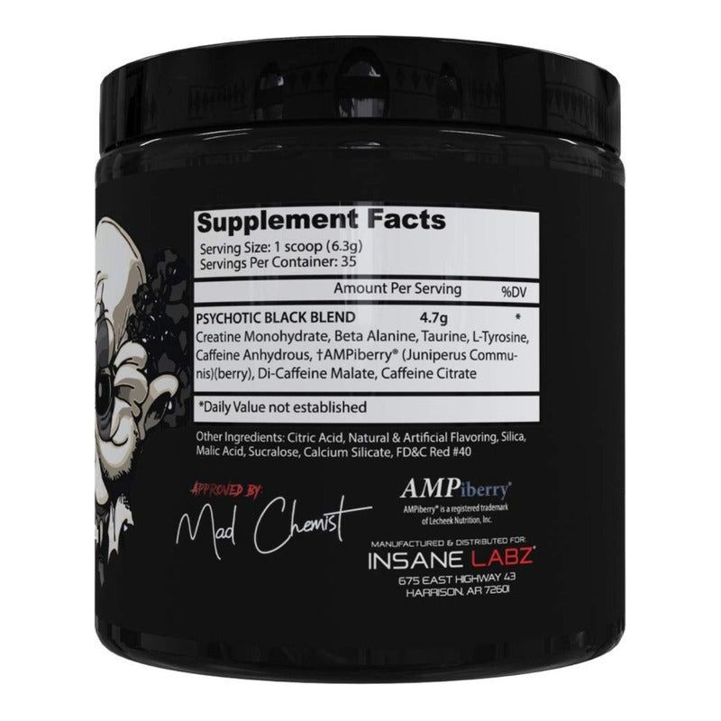 Pre Entreno Insane Labz Psychotic Black 35 Serv Dlc P8 - Suplefit Mx